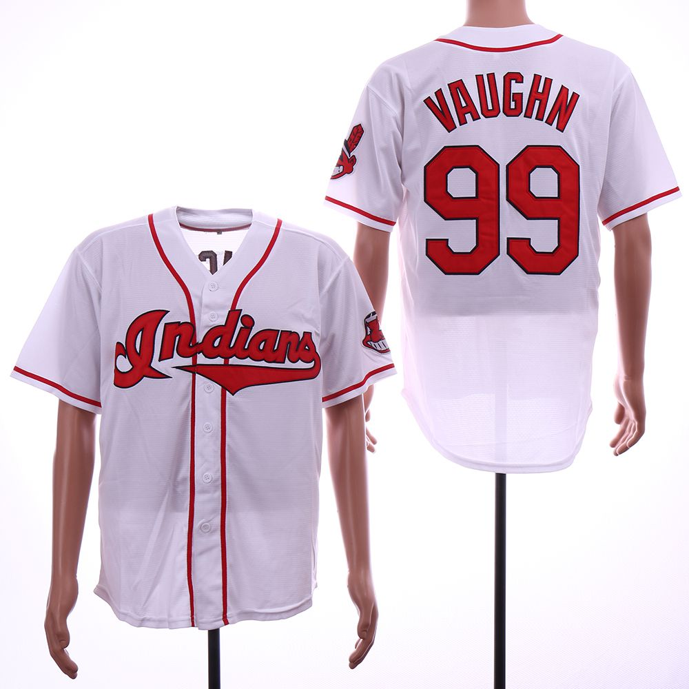 Men Cleveland Indians 99 Vaughn White Throwback MLB Jerseys